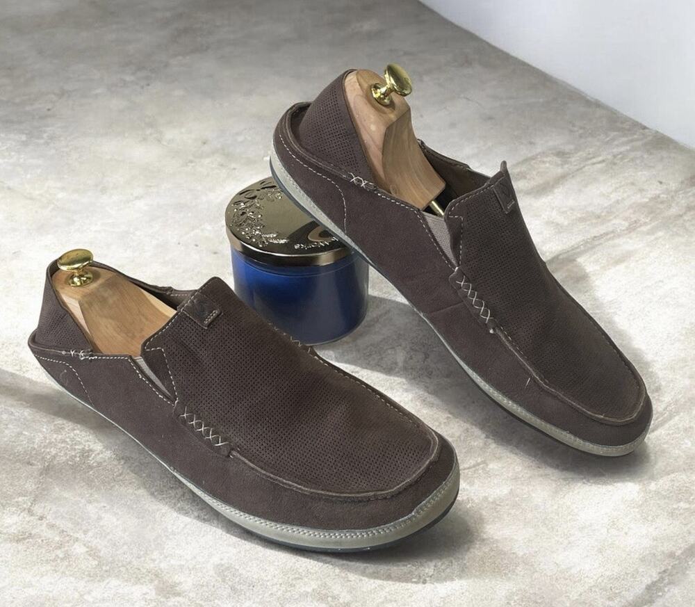 Olukai Kauwela Men’s Size 13 Microfiber Comfort Loafers Brown Shoes Slip On